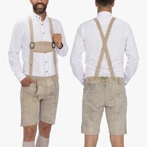 Bavaria Trachten Lederhosen Men Size 28 Leather Oktoberfest Shorts Suspenders
